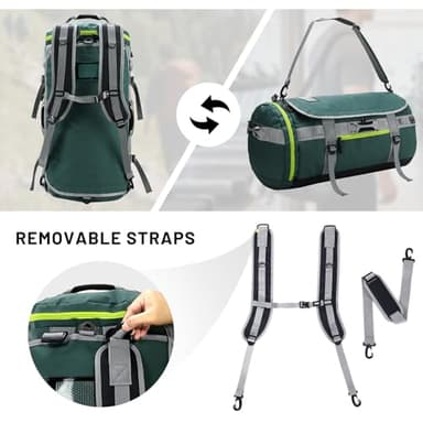 MIER Large Duffel Backpack Sports Gym Bag with Shoe Compartment, Heavy Duty and Water Resistant, Green, 90L - Image 2
