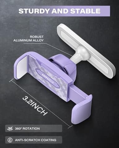 APPS2Car Gym Magnetic Phone Holder, 360 Adjustable, Compatible with 4.7-6.5" Smartphones, Alloy Base and Joint, Gym Accessories for Women, Purple - Image 4