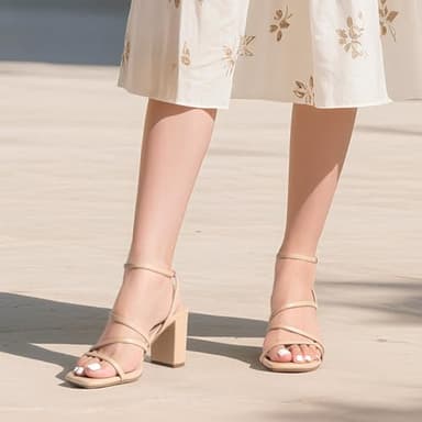 DREAM PAIRS Women's Heels Chunky Block Strappy Square Open Toe Ankle Buckle Heeled Sandals Wedding Party Dress Shoes Indie,Size 9.5,Nude,SDHS2428W - Image 8