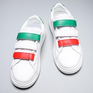 ANYUETE Kids Boys Girls Casual Sports Sneakers with Three Hook and Loop, Comfortable Wide Tennis Shoes for Running/Walking White 6 Big Kid - Image 3