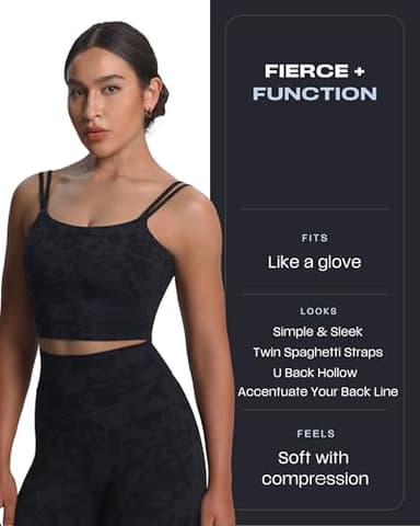 Aoxjox Women's Workout Sports Bras Fitness Yoga Crop Tank Twist Back Cami (Cloud Black, X-Large) - Image 2