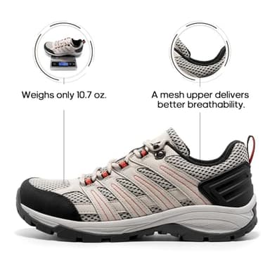 NORTIV 8 Women's Lightweight Hiking Shoes, Breathable Mesh Walking Sneakers, Trail Running Footwear for Outdoor Work,Size 9W,Sand-Pu,SNHS222W-W - Image 2