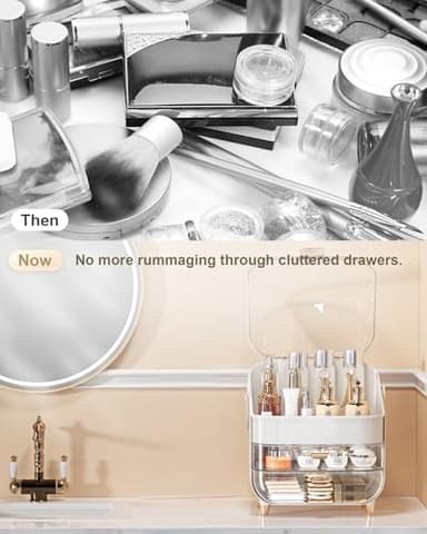 Makeup Organizer, Skincare Holder Bathroom Counter Organizer, Storage Box Cosmetic Display Cases, Teen Girl Gifts Trendy Stuff Make up Organizers for Vanity, Dresser, Countertop (Rose Gold) - Image 7