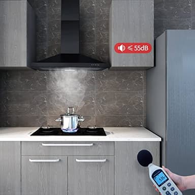 SNDOAS 24 inch Range Hood Black Range Hood, Ductless Range Hood with Energy Saving LED Light,Wall Mount Kitchen Hood,Over Stove Vent,Stainless Steel Chimney-Style Range Hood,Black Vent Hood - Image 6