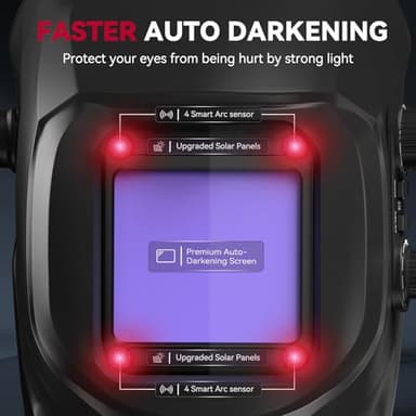 ARCCAPTAIN Welding Helmet Auto Darkening, 3.94"X3.66" Large Viewing Screen True Color Welding Hood with 4 Arc Sensor Solar Powered, Wide Shade 4-5/5-9/9-13 for ARC TIG MIG Welding Helmets for Men - Image 3