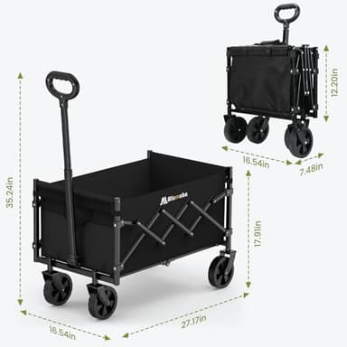 Collapsible Wagon with Wheels, 220 lbs Wagons Carts Foldable Wagon Cart with Flexible Handle, Lightweight Portable Folding Utility Grocery Shopping Cart for Grocery Sports Garden Camping - Image 7