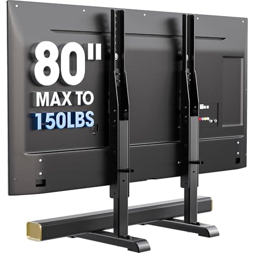 AX WABER Universal TV Stand, Table Top TV Stand Base Wobble-Free Replacement for Most 24 to 80 Inch LCD LED TVs, 7 Height Adjustable TV Legs Hold up to 150lbs, Max VESA 800x500mm, Black AX10TB02 - Image 1