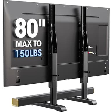 AX WABER Universal TV Stand, Table Top TV Stand Base Wobble-Free Replacement for Most 24 to 80 Inch LCD LED TVs, 7 Height Adjustable TV Legs Hold up to 150lbs, Max VESA 800x500mm, Black AX10TB02 - Image 1