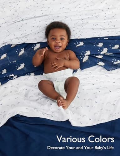 Momcozy Muslin Swaddle Blankets, Ultra Soft Neutral Swaddle Blanket, Breathable Large 47'' x 47'' Baby Infant Newborn Boys Girls Swaddling Receiving Blanket Wraps, Midnight Star Clouds - Image 5