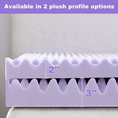 NAP&SLEEP Lavender Infused Dual-Sided Mattress Topper - Available in Twin, Full, Queen, King Sizes, 2" or 3" Thickness, Made in USA, Convoluted & Flat Foam, Compressed & Roll Packed (Queen, 3" Inch) - Image 4
