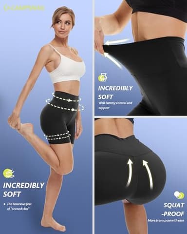 4 Pack Biker Shorts for Women High Waist - 5"/8" Tummy Control Soft Athletic Yoga Workout Running Gym Shorts - Image 2