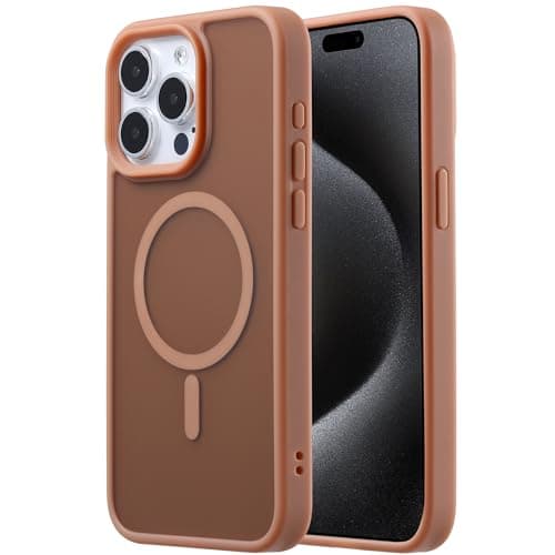 Tigowos Compatible with iPhone 15 Pro Max case Fits MagSafe 10FT Drop Resistant Matte Skin Feeling Shockproof Back Cover Fits iPhone 15 Pro Max Phone Cases, Brown - Image 1