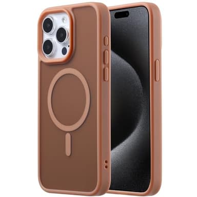 Tigowos Compatible with iPhone 15 Pro Max case Fits MagSafe 10FT Drop Resistant Matte Skin Feeling Shockproof Back Cover Fits iPhone 15 Pro Max Phone Cases, Brown - Image 1