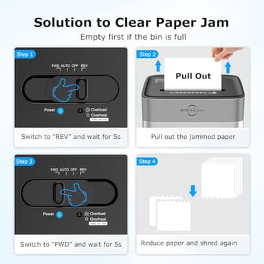 BONSEN 14-Sheet Paper Shredder for Home Office, Heavy Duty Cross Cut Shredder with 5.3 Gal Pullout Bin, Quiet Shredder for CDs/Credit Card/Staple, P-4 Security, Anti-Jam System - Image 8