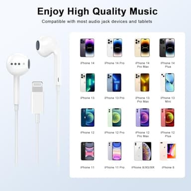 2 Pack Wired Headphones for iPhone Earbuds with Built-in Microphone & Volume Control HiFi Stereo Nosie Reduction Earphones for iPhone 14 13 12 11 Pro Max XS XR X 8 7 6, Plug and Play, Support All iOS - Image 5