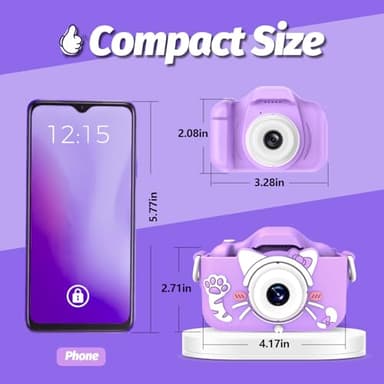 Goopow Kids Camera Toys for 3-8 Year Old Girls Boys,Children Digital Video Camcorder Camera with Cartoon Soft Cover, Best Chritmas Birthday Festival Gift for Kids - 32G SD Card Included - Image 2