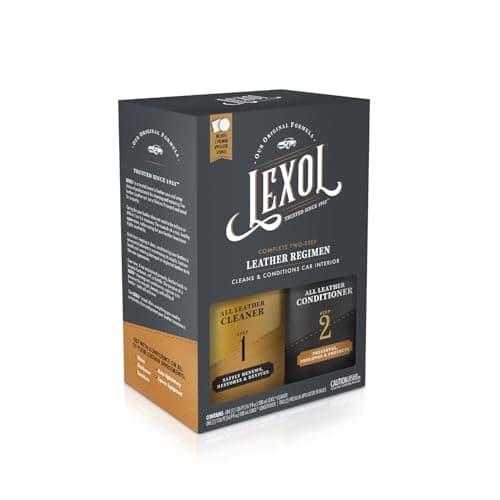 Leather Conditioner and Cleaner Kit by Lexol, Use on Furniture, Car Interiors, Shoes, Handbags, Includes 2 Application Sponges, Two-Step System, 16 oz Each - Image 1