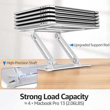 Urmust Laptop Notebook Stand Holder Adjustable Ultrabook Stand Riser Portable Compatible with MacBook Air Pro HP Dell XPS Lenovo All laptops 10-15.6"(Silver) - Image 5