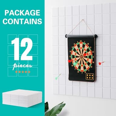 Cork Board for Walls 48" x 36", Bulletin Board for Office Decor, 12 Pack Felt Wall Tiles with Safe Removable Adhesive, Pin Tack Corkboard for Quilting Design & Dart Wall Protector - White - Image 6