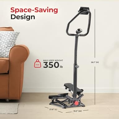 Sunny Health & Fitness Smart Twist Stair Stepper Machine with Handlebar, Space Saving, Connected Fitness with SunnyFit App – SF-S020027SMART - Image 2
