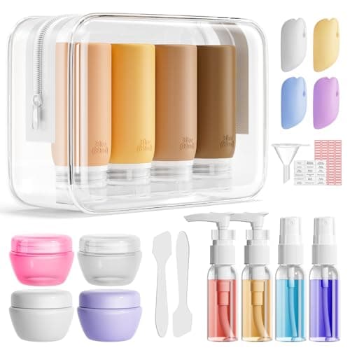 Muslish 21 Pack Travel Bottles for Toiletries, Leak-Proof TSA Compliant Silicone Travel Size Containers for Shampoo and Conditioner, BPA Free with Toiletry Bag (Apricot) - Image 1