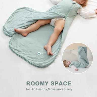 Mosebears Unisex Baby Sleep Sack 1.0 TOG, Supersoft Rayon Made from Bamboo Wearable Blanket with 2-Way Zipper (Sage&Green,18-36 Months) - Image 4
