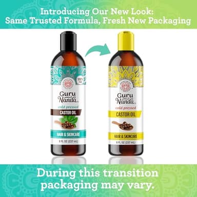GuruNanda Castor Oil (8 Fl oz), 100% Pure & Natural - Cold Pressed & Hexane-Free, Hydrating Carrier Oil for Skin, Hair, Eyebrows & Eyelashes Growth - Image 2