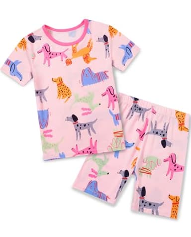 babee Reshinee Bamboo Viscose Toddler Girls Kids Short Sleeve Pajamas 2-3T Years Pink Summer Cool Soft 2pcs Set Pjs Pyjamas Jammies - Image 1