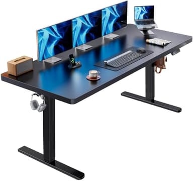 HUANUO 71 x 30 inch Electric Standing Desk, Powerful Brushless Motor Large Height Adjustable Table, 4 Memory Preset Sit Stand Up Desk, Home Office Computer Table with Thick T-Shaped Frame - Image 1