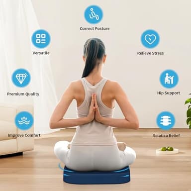 TranquilRelax Large Seat Cushion, Memory Foam Cushion for Long Sitting Hours on Office Chair, Home & Car, Non-Slip Chair Pad for Relieving Back & Sciatica & Hip & Coccyx Pain (Blue) - Image 5