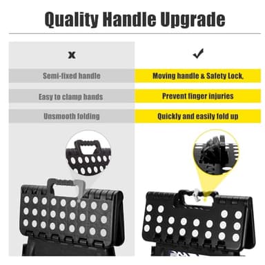 Delxo 17.5 Inch Folding Step Stool,Foldable Stool for Adults with Safety Lock,Portable Collapsible Plastic Step Stool,Non Slip Folding Stools for Kitchen Bathroom Bedroom Up to 400LBS,(Black 1PC) - Image 4