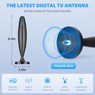 TV Antenna Indoor,Antenna for Smart TV for Long Range Reception and All Smart/Old TVs, HD Digital Antenna with Amplifier Signal Booster for Local Channels,Supports 4K 1080p - Image 4