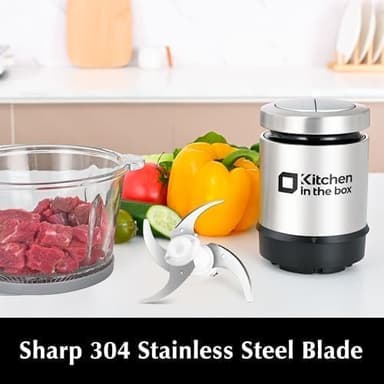 Kitchen in the box Mini Food Processors,400W Powerful Mini Meat Grinder & Food Chopper,Electric Vegetable Chopper with One 3 Cup Bowl & S Blades for Meat/Fish/Vegetable/Baby Food,3cup(1bowl) - Image 3