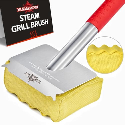 XUDAKAIXIN Grill Brush Bristle Free,Unique Aramid Fiber Wavy Pad Perfect for Cast Iron/Stainless-Steel Grates,BBQ Replaceable Scraper Cleaning Head,Safe Grill Brush for Outdoor Grill - Image 1