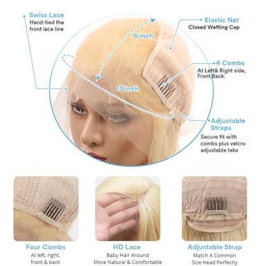 Boyusijf 613 Lace Front Wig Human Hair 613 Blonde Deep Wave 13x6 HD Transparent Lace Front Wig Human Hair Pre Plucked Blonde Wig Human Hair with Baby Hair 180% Density for Women(30inches 613 13x6 Wig) - Image 4