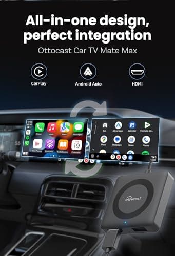 OTTOCAST 4 in 1 Car TV Mate Max & Wireless Carplay/Android Auto & Screen Mirroring Adapter for Apple iPhone Android Phone, HDMI Car TV Adapter, Watching Videos Movies on CarScreen - Image 2