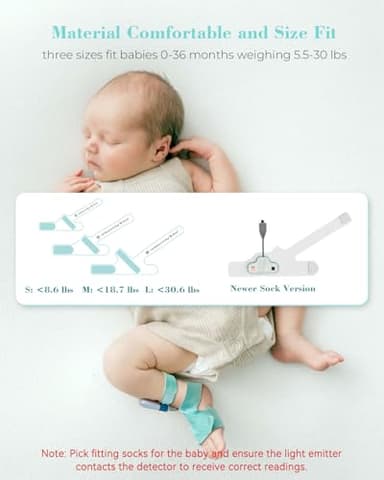 Babytone Baby Sleep Sock Monitor, Tracking Heart Rate and Movement for Infant, Wearable Foot Monitor Smart Sock with Bluetooth and APP, for 0-36 Months Newborn - Image 5