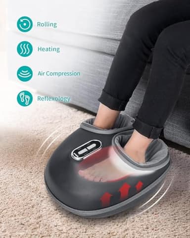 Nekteck Shiatsu Foot Massager Machine and Heat, Air Compression with Deep Kneading Therapy, Relax for Home or Office (Large Size) - Image 2
