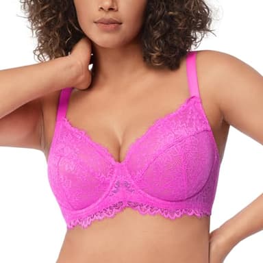 HSIA Minimizer Bra for Women - Plus Size Full Coverage Lace Bra with Underwire, Non Padded Hot Pink - Image 4