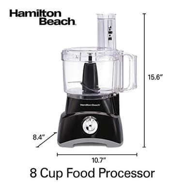 Hamilton Beach Food Processor & Vegetable Chopper for Slicing, Shredding, Mincing, and Puree, 8 Cup, Black - Image 8