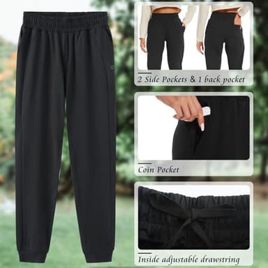 HOdo 32"/34"/36" Inseam Womens Tall Sweatpants Fleece Lined Long Joggers Workout Pants with Pockets Black - Image 4