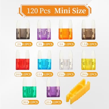 Liamner 120 Pieces Mini Fuse Kit, Car Fuse Assortment Kit, Mini Blade Fuses Automotive for Car, RV, Truck, Marine, Motorcycle, Auto Accessories(2A/3A/5A/7.5A/10A/15A/20A/25A/30A/35A) - Image 2