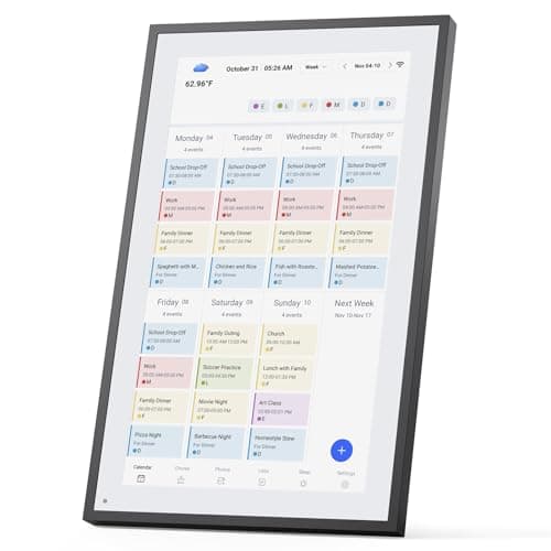 LOOFII 21.5 Inch Smart Digital Calendar Planner & Chore Chart, Full HD Interactive Touchscreen Display for Family Scheduling, Wall Mountable – Streamline Household Organization (Black White) - Image 1