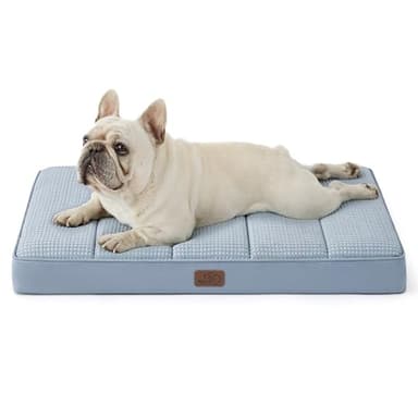 Bedsure Cooling Dog Bed for Small Dogs - Orthopedic Flat Puppy Beds with Removable Washable Cover, Egg Crate Foam Pet Mat, Suitable for Pet Up to 20 lbs - Image 1