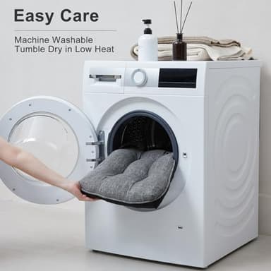 SM-XLHN Quilmfoam 16.5"x15.5" Kitchen Chair Cushions Set of 4 for Dining Chair, Soft Tufted Non-Slip Memory Foam Seat Cushion with Ties for Indoor Kitchen Dining Furniture, Dark Grey - Image 8