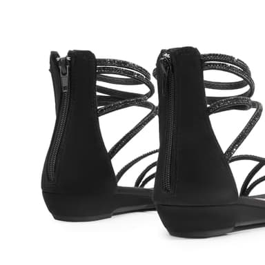 DREAM PAIRS Women's Ankle Strap Flat Sandals Summer Dressy Strappy Gladiator Rhinestones Sandals,Size 8.5,Black,WEITZ - Image 6