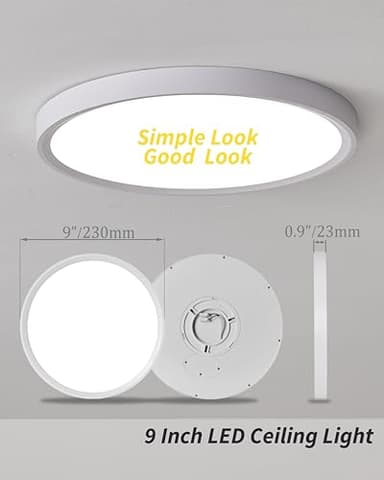 6pack 9 Inch Flush Mount Ceiling Light, 18w Led Ceiling Light, 3000k/4000k/6000k Selectable 1860lm Ceiling Light, Super Slim Led Light Fixture for Bedroom Kitchen Living Dining Room Office - Image 6