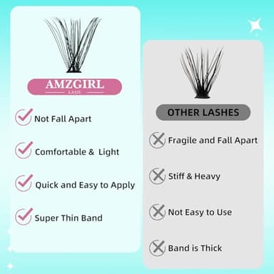 Lash Clusters Wispy 320PCS Eyelash Extension 50D Cluster Lashes Individual Lashes DIY Lash Extension Natural Look Cluster Eyelash Extensions Soft False Eyelashes at Home for Beginners(D-Mix9-16mm) - Image 4