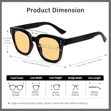 Madison Avenue Blue Light Blocking Computer Glasses Oversized Blue Light Glasses for Women Men Anti Eyestrain & UV Protection Gaming Eyeglasses(Black) - Image 5