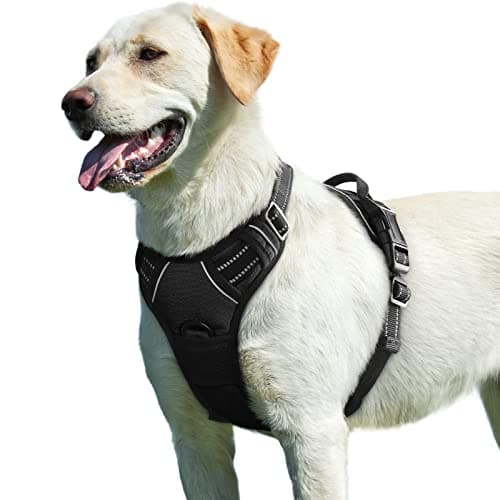 Eagloo Dog Harness for Large Dogs, No Pull Service Vest with Reflective Strips and Control Handle, Adjustable and Comfortable for Walking, No Choke Pet Harness with 2 Metal Rings, Black, L - Image 1